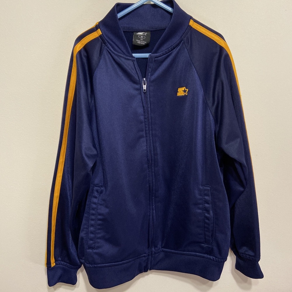 STARTER Jacket Boys Size Medium (8) Navy/Gold *EUC*